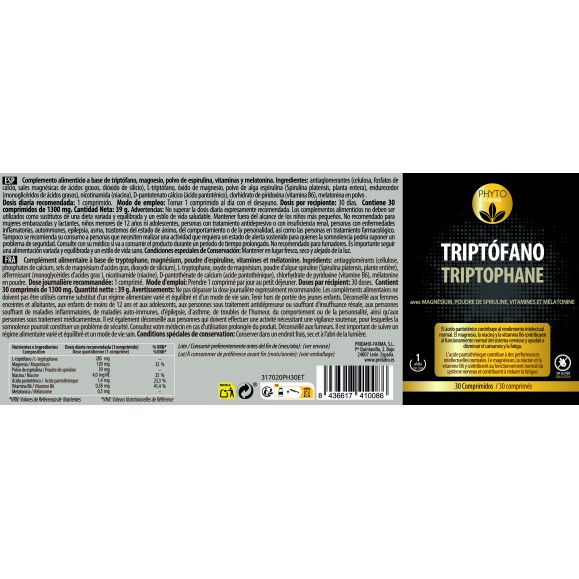 PHYTOFARMA Triptófano 30 comprimidos