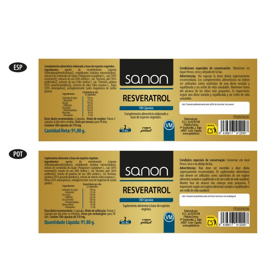 SANON Resveratrol 180 cápsulas