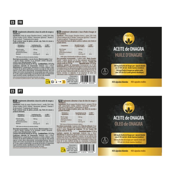 PHYTOFARMA Aceite de onagra 450 cápsulas blandas