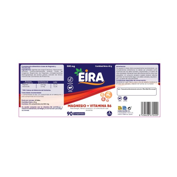 EIRA Magnesio + vitamina B6 90 comprimidos