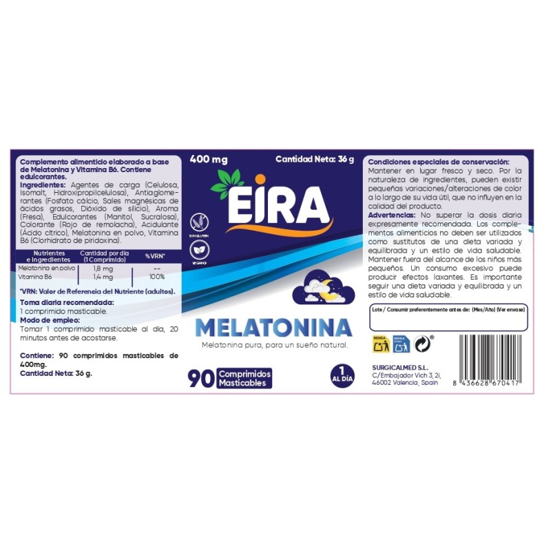 EIRA Melatonina 90 comprimidos masticables