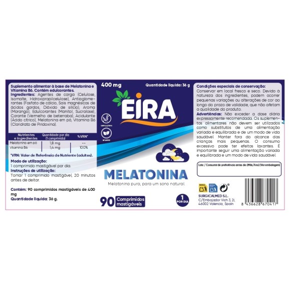 EIRA Melatonina 90 comprimidos masticables