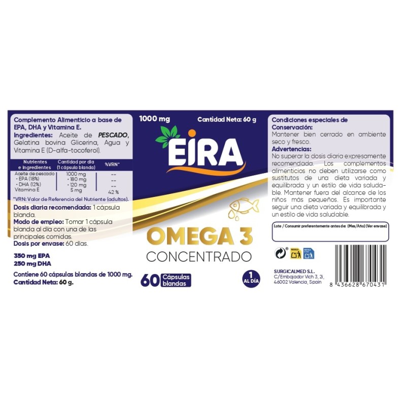 EIRA Omega 3 concentrado 60 cápsulas
