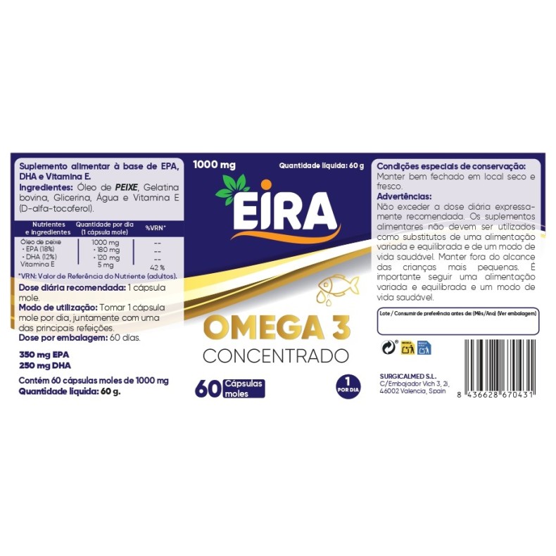 EIRA Omega 3 concentrado 60 cápsulas