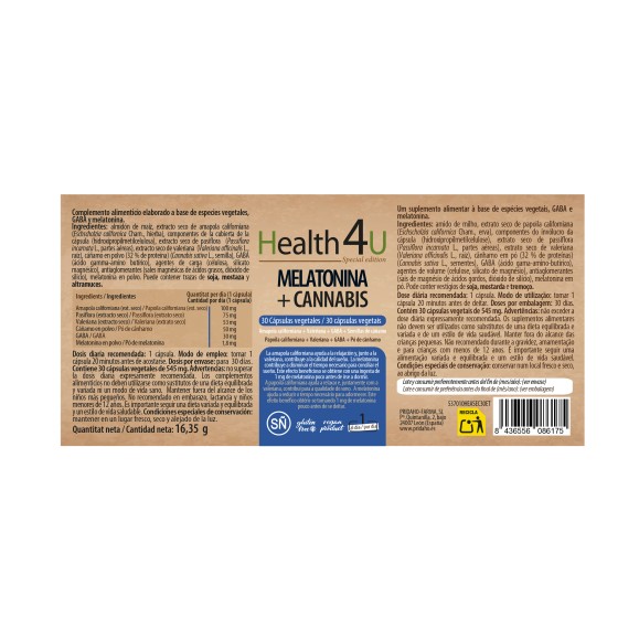 H4U Melatonina + Cannabis 30 cápsulas vegetales special edition