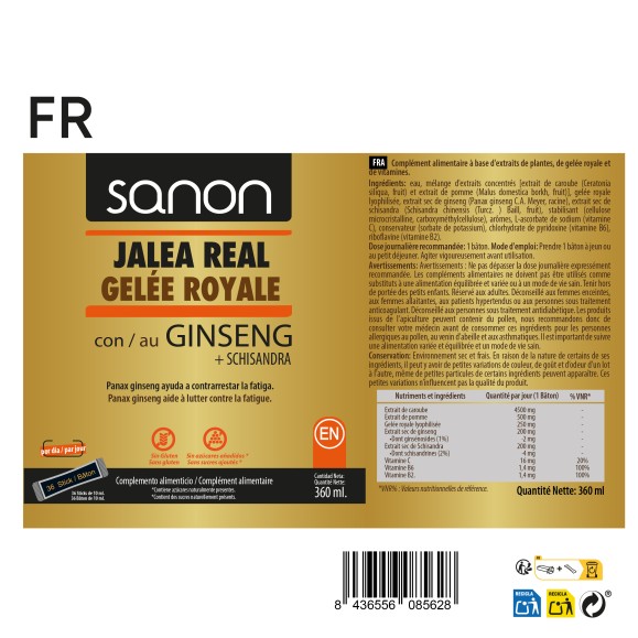 SANON Jalea real con Ginseng + Schisandra 36 sticks