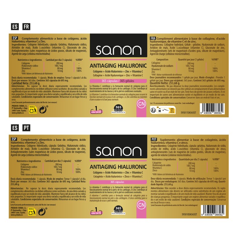 SANON Antiaging Hyaluronic 365 cápsulas