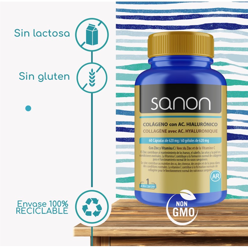SANON Colágeno + Ácido Hialurónico 60 cápsulas
