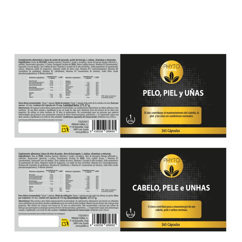 PHYTOFARMA Pelo, Piel y Uñas 365 cápsulas