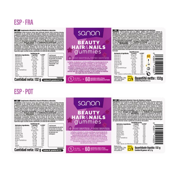 SANON Beauty, Hair & Nails 60 gummies