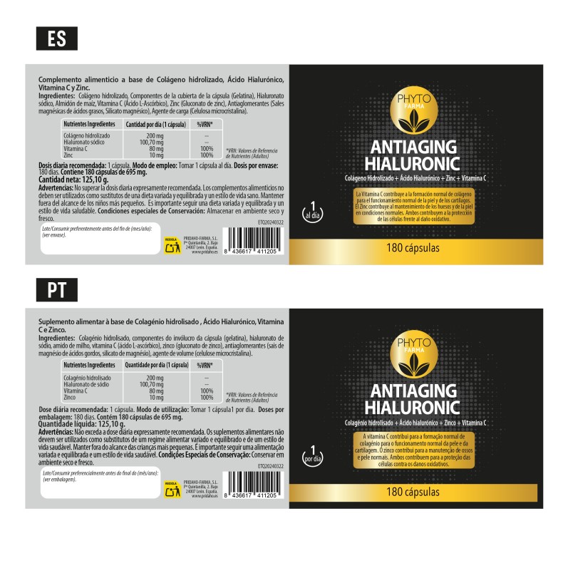 PHYTOFARMA Antiaging Hialuronic 180 cápsulas