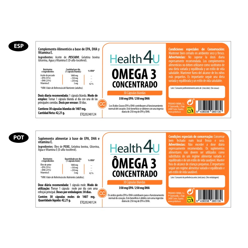 H4U Omega 3 Concentrado 30 cápsulas blandas