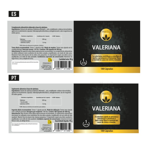 PHYTOFARMA Valeriana 180 cápsulas