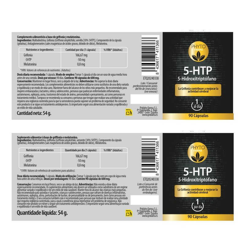 PHYTOFARMA 5-HTP (5-Hidroxitriptófano) 90 cápsulas