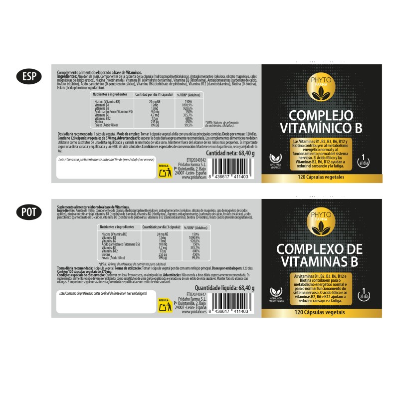 PHYTOFARMA Complejo Vitamínico B 120 cápsulas