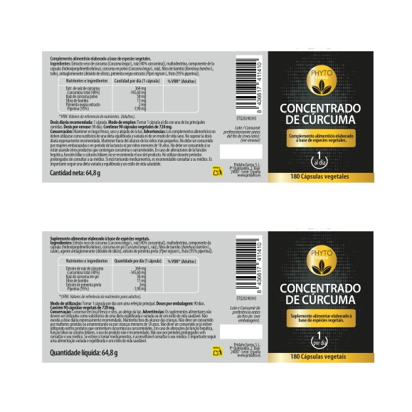 PHYTOFARMA Concentrado de cúrcuma 90 cápsulas vegetales