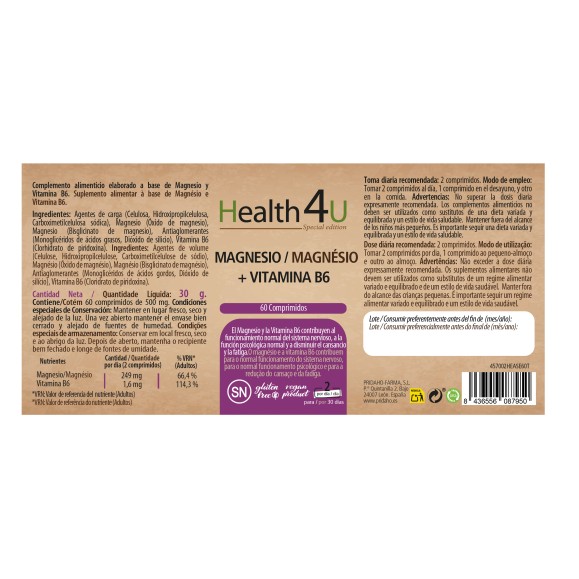 H4U Magnesio + vitamina B6 60 comprimidos Special edition