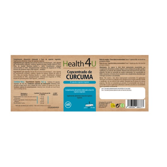 H4U Concentrado de cúrcuma 30 cápsulas vegetales special edition