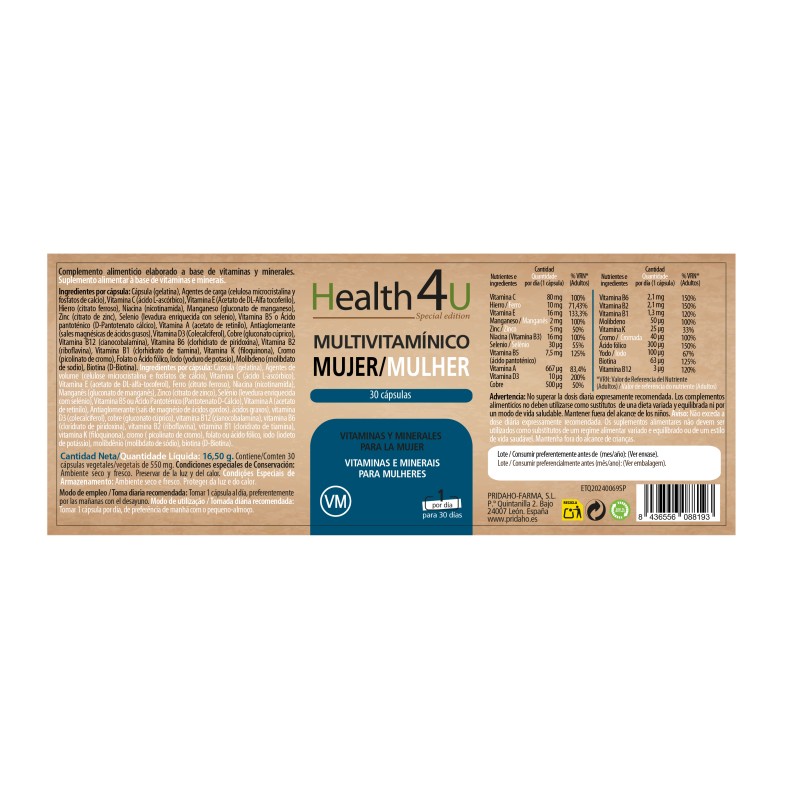 H4U MULTIVITAMÍNICO MUJER 30 cápsulas Special edition
