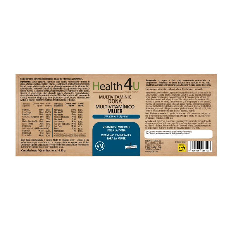 H4U MULTIVITAMÍNICO MUJER 30 cápsulas Special edition