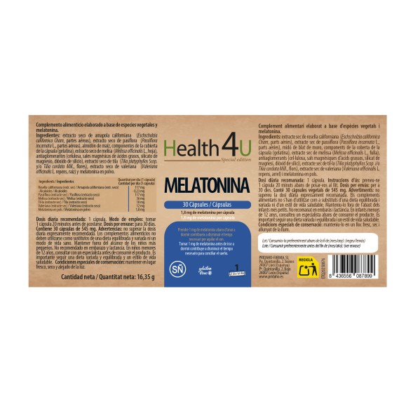 H4U Melatonina 30 cápsulas special edition