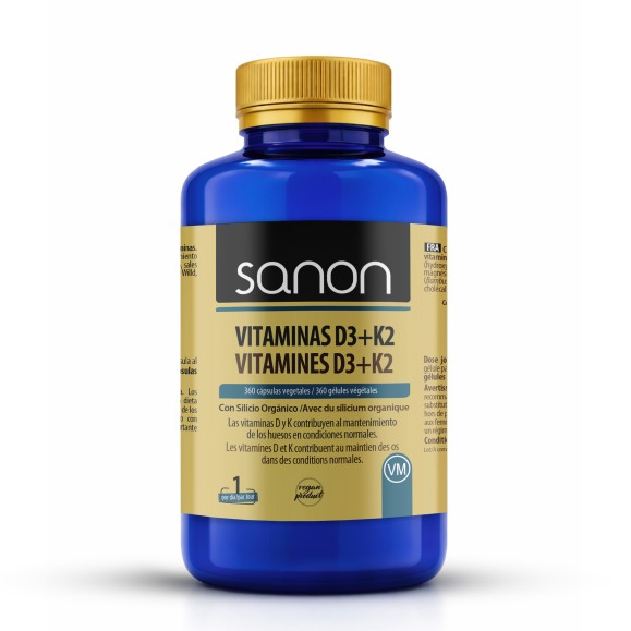 SANON Vitaminas D3+K2 360 cápsulas vegetales