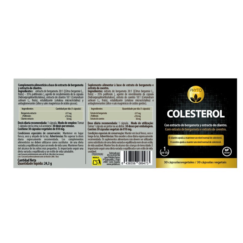 PHYTOFARMA Colesterol (Bergamota + Cilantro) 30 cápsulas