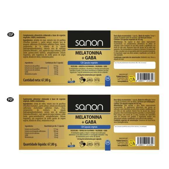 SANON Melatonina + Gaba 120 cápsulas vegetales