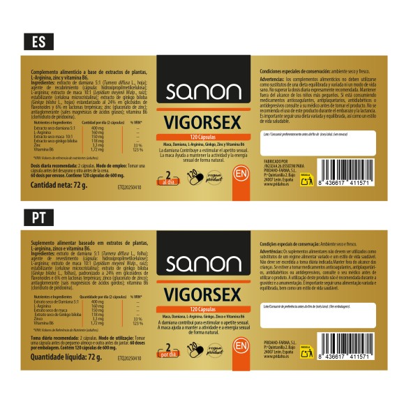 SANON Vigor Sex 120 cápsulas
