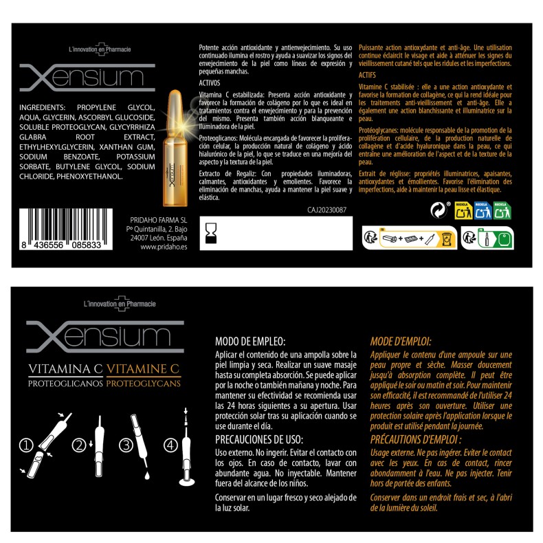 XENSIUM Proteoglicanos Vitamina C 10 ampollas de 2 ml