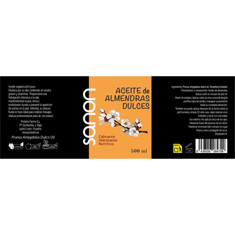SANON Aceite de Almendras dulces 500 ml