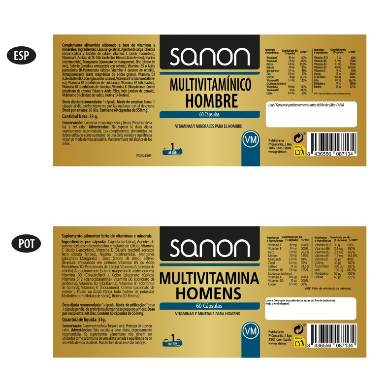 SANON Multivitamínico Hombre 60 cápsulas