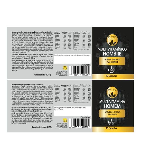 PHYTOFARMA Multivitamínico Hombre 90 cápsulas