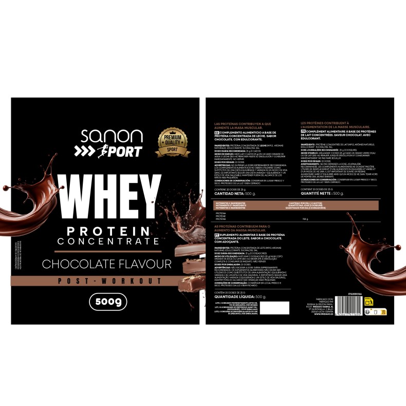 SANON SPORT Proteina Whey 80% Chocolate Belga