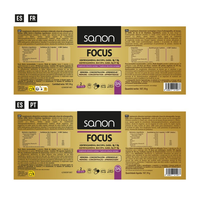 SANON Focus 180 cápsulas vegetales