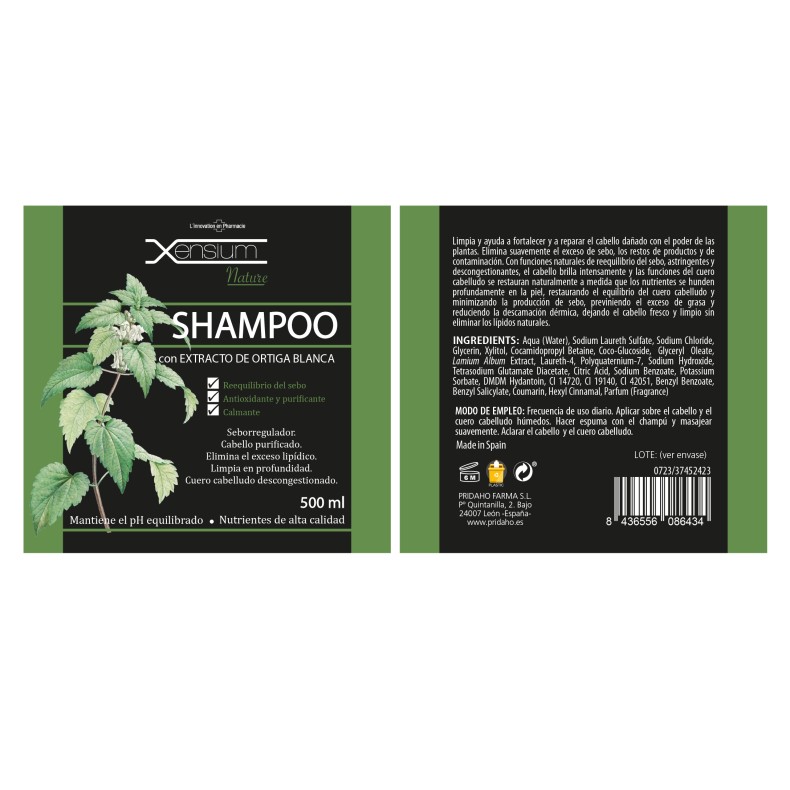 XENSIUM Nature Champú con extracto de Ortiga blanca 500 ml