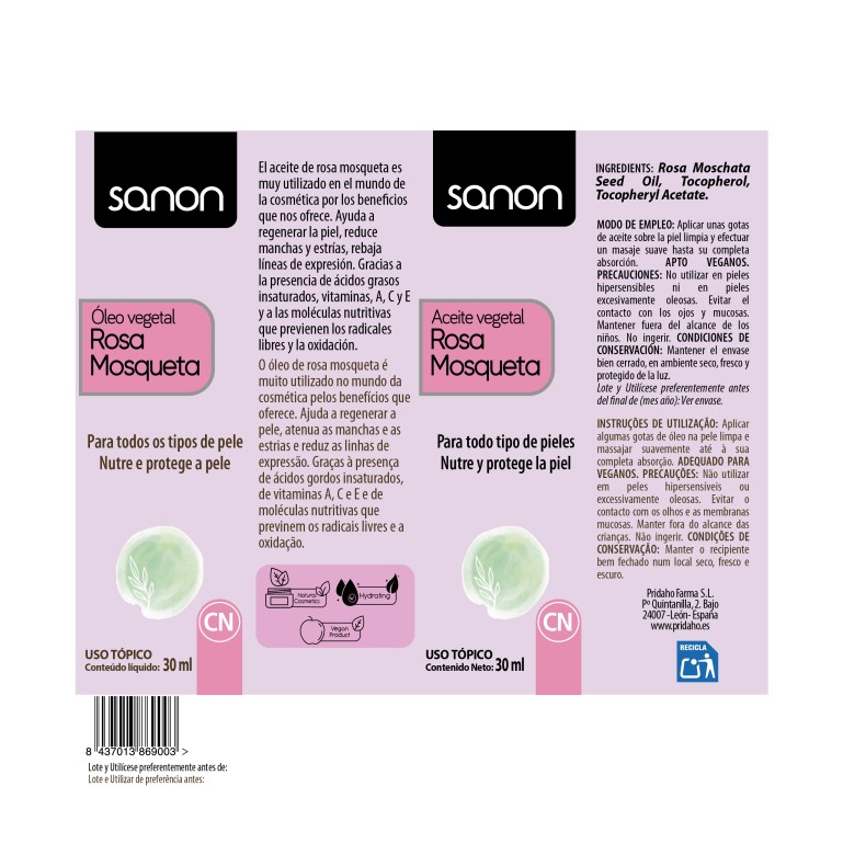 SANON Aceite de Rosa Mosqueta 30 ml