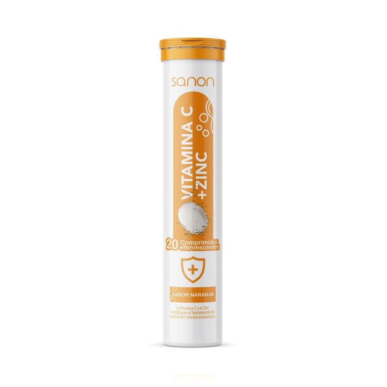 SANON Vitamina C + Zinc 20 comprimidos efervescentes sabor naranja