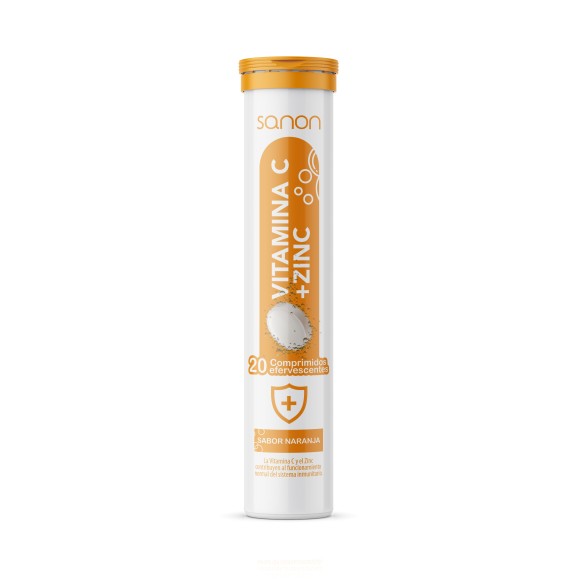 SANON Vitamina C + Zinc 20 comprimidos efervescentes sabor naranja