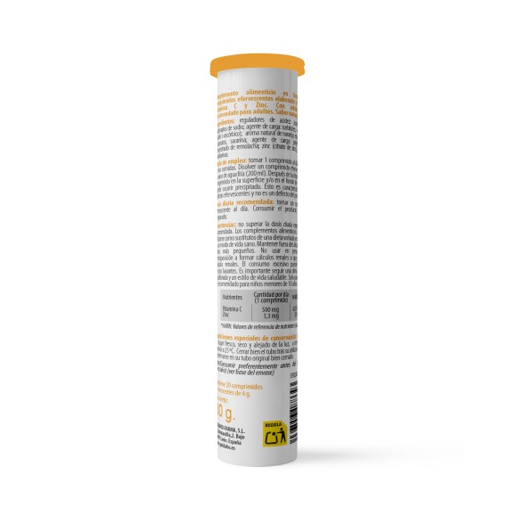 SANON Vitamina C + Zinc 20 comprimidos efervescentes sabor naranja