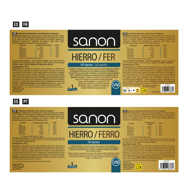 SANON Hierro 365 cápsulas blandas