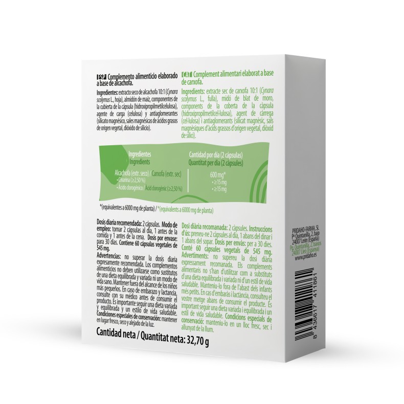 PHYTOFARMA Alcachofa 60 cápsulas vegetales