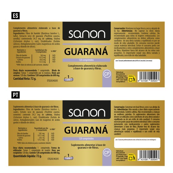 SANON Guaraná 120 comprimidos