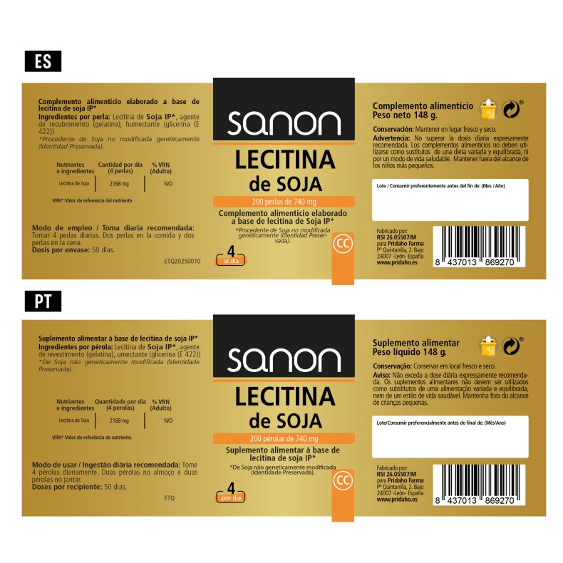 SANON Lecitina de Soja 200 perlas