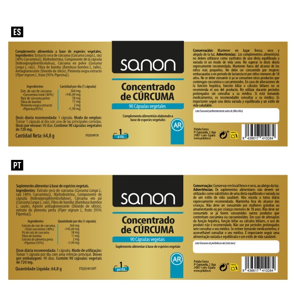 SANON Concentrado de cúrcuma 90 cápsulas