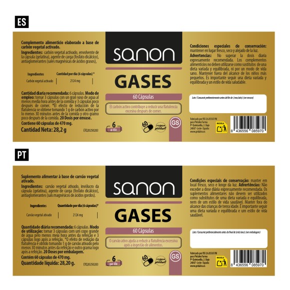 SANON Gases 60 cápsulas