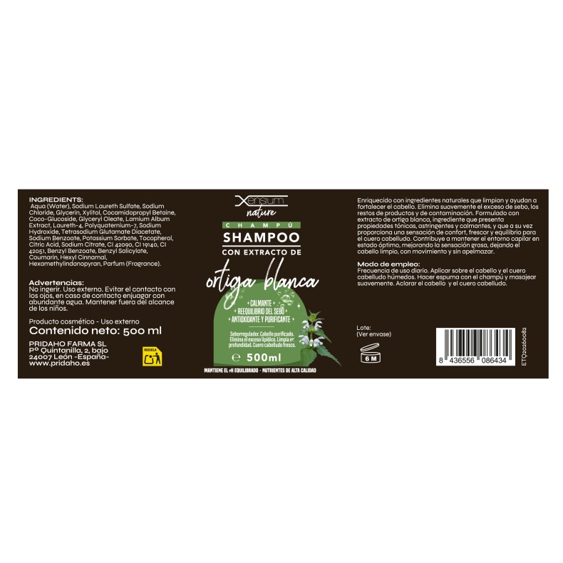 XENSIUM Nature Champú con extracto de Ortiga blanca 500 ml