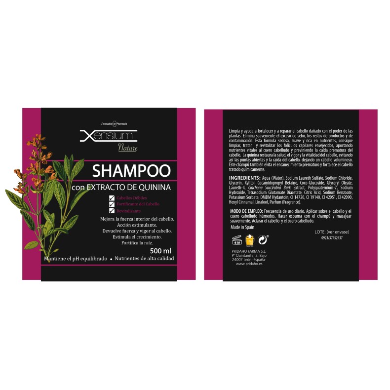 XENSIUM Nature Champú con extracto de Quinina 500 ml
