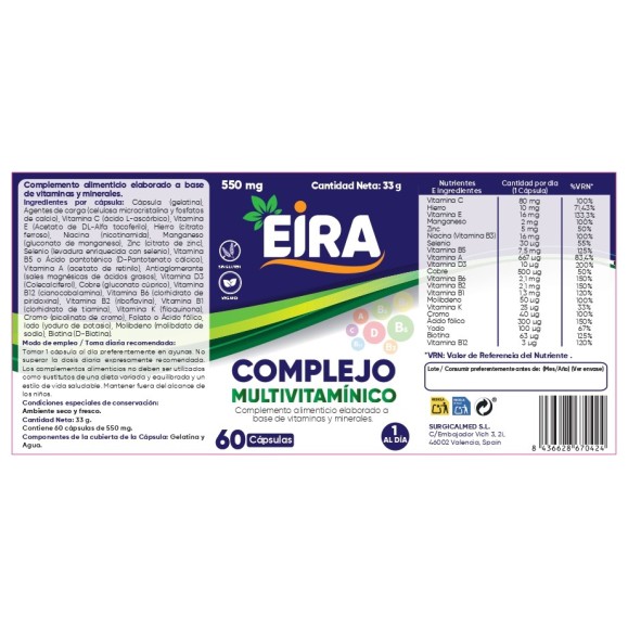 EIRA Complejo multivitamínico 60 cápsulas