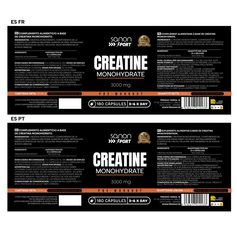 SANON SPORT Creatina 180 cápsulas
